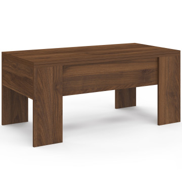 Table basse relevable et dépliante effet noyer