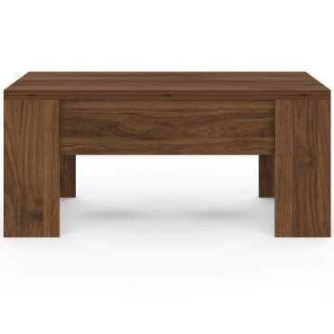 Table basse relevable et dépliante effet noyer