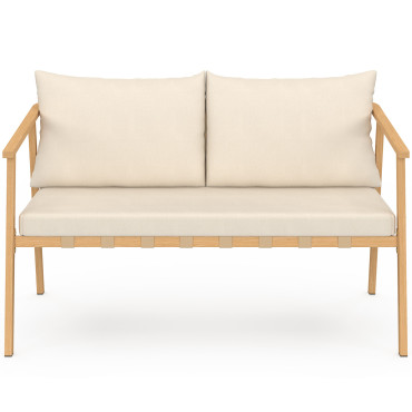 Salon de jardin Paros 4 places bois et beige