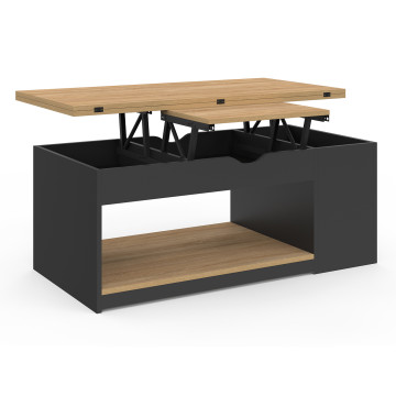 Table basse Elina relevable bois et noire
