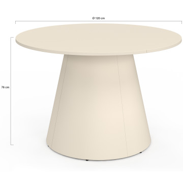 Table à manger ronde Aléna Ø120cm métal beige