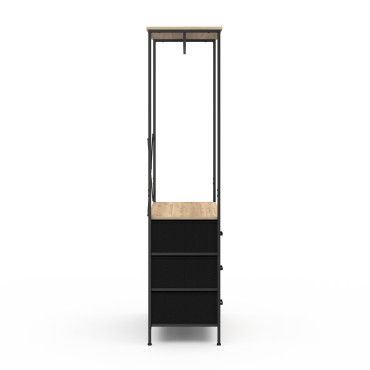 Dressing Iris penderie et 6 tiroirs bois et noir