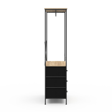 Dressing Iris penderie et 6 tiroirs bois et noir