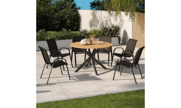 Table de jardin Milazzo ronde 120cm effet bois