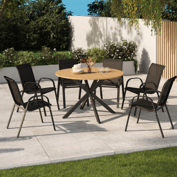 Table de jardin Milazzo ronde 120cm effet bois