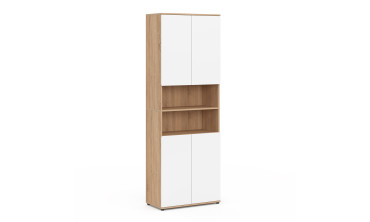 Armoire salle de bain Tom effet hêtre 4 portes blanches