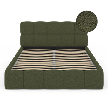 Lit coffre Bubble 140x190cm bouclette vert kaki
