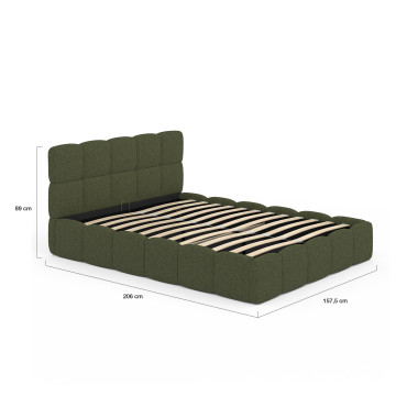 Lit coffre Bubble 140x190cm bouclette vert kaki
