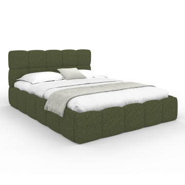 Lit coffre Bubble 140x190cm bouclette vert kaki