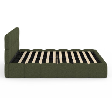 Lit coffre Bubble 140x190cm bouclette vert kaki