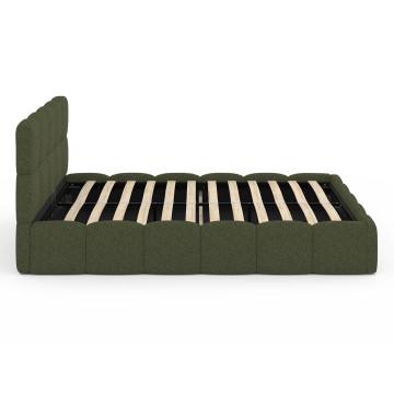 Lit coffre Bubble 140x190cm bouclette vert kaki