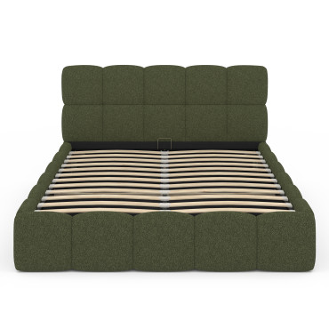 Lit coffre Bubble 140x190cm bouclette vert kaki