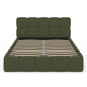 Lit coffre Bubble 140x190cm bouclette vert kaki