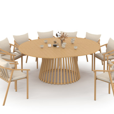 Table de jardin ronde extensible Hortensia Ø160-200cm