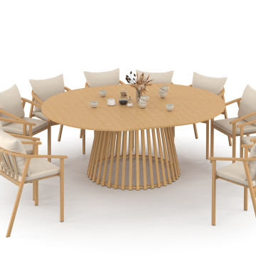 Table de jardin ronde extensible Hortensia Ø160-200cm