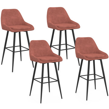 Tabourets de bar Olivia assise velours terracotta pieds métal - lot de 4