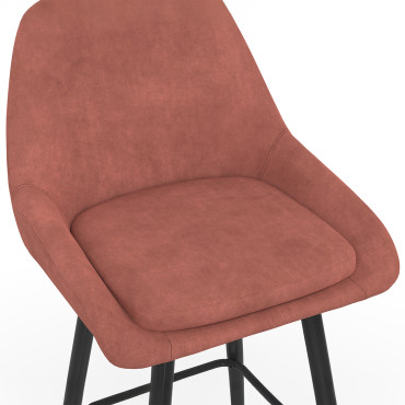 Tabourets de bar Olivia assise velours terracotta pieds métal - lot de 4