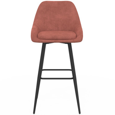 Tabourets de bar Olivia assise velours terracotta pieds métal - lot de 4