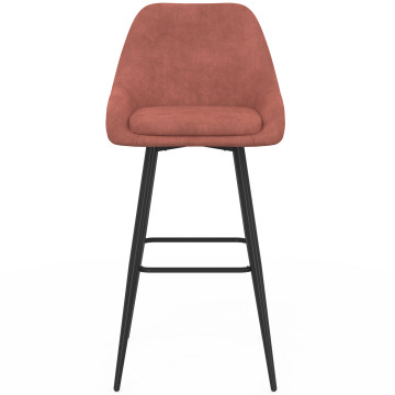 Tabourets de bar Olivia assise velours terracotta pieds métal - lot de 4