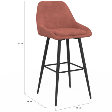 Tabourets de bar Olivia assise velours terracotta pieds métal - lot de 4