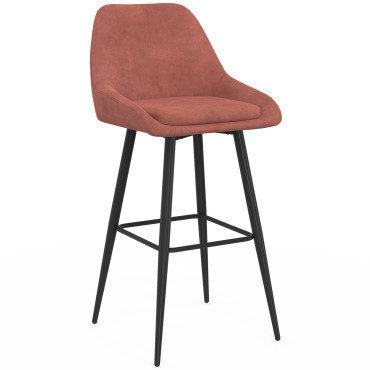 Tabourets de bar Olivia assise velours terracotta pieds métal - lot de 4