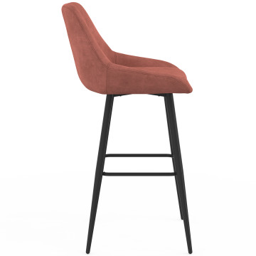 Tabourets de bar Olivia assise velours terracotta pieds métal - lot de 4