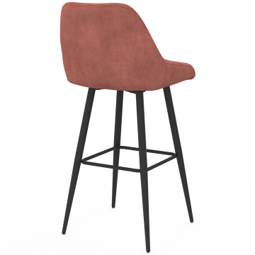 Tabourets de bar Olivia assise velours terracotta pieds métal - lot de 4