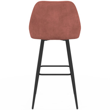 Tabourets de bar Olivia assise velours terracotta pieds métal - lot de 4