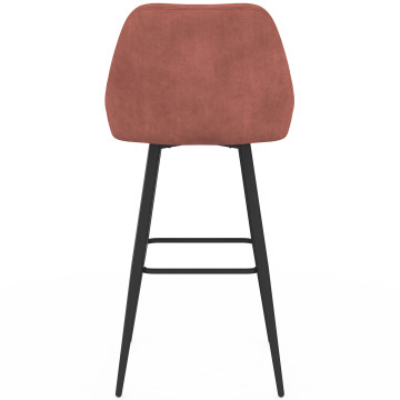 Tabourets de bar Olivia assise velours terracotta pieds métal - lot de 4