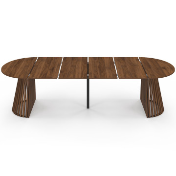 Table à manger ronde extensible Camélia Ø110-300cm effet noyer