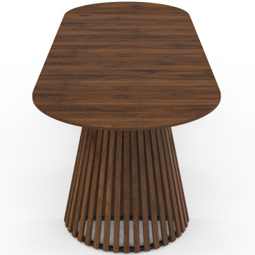 Table à manger ronde extensible Camélia Ø110-300cm effet noyer