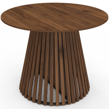 Table à manger ronde extensible Camélia Ø110-300cm effet noyer