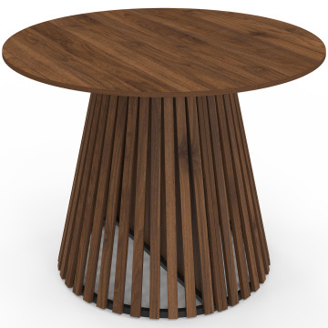 Table à manger ronde extensible Camélia Ø110-300cm effet noyer