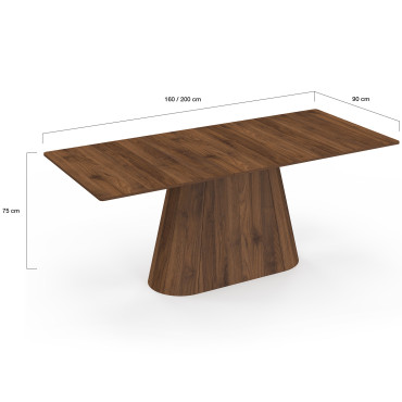 Table à manger extensible Rosita 160-200cm effet noyer