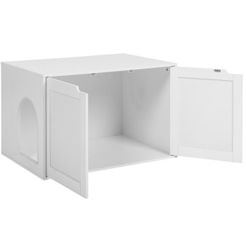 Maison de toilette pour chat blanche litière intégrée