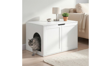 Maison de toilette pour chat blanche litière intégrée