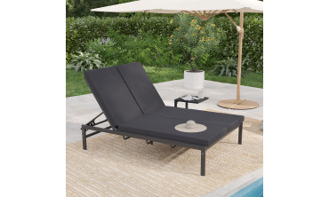 Bain de soleil double 182cm avec coussin gris