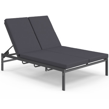 Bain de soleil double 182cm avec coussin gris