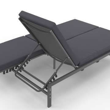 Bain de soleil double 182cm avec coussin gris