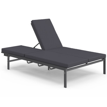 Bain de soleil double 182cm avec coussin gris