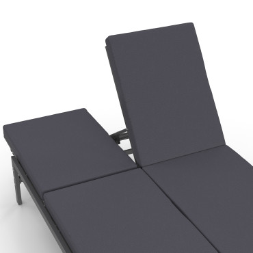 Bain de soleil double 182cm avec coussin gris