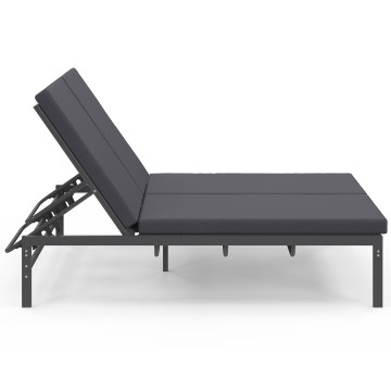 Bain de soleil double 182cm avec coussin gris