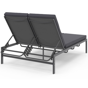 Bain de soleil double 182cm avec coussin gris