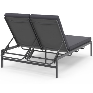 Bain de soleil double 182cm avec coussin gris