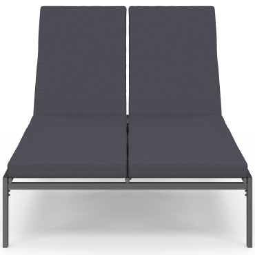 Bain de soleil double 182cm avec coussin gris