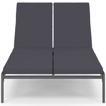 Bain de soleil double 182cm avec coussin gris