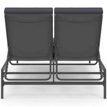 Bain de soleil double 182cm avec coussin gris