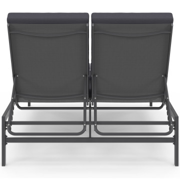 Bain de soleil double 182cm avec coussin gris