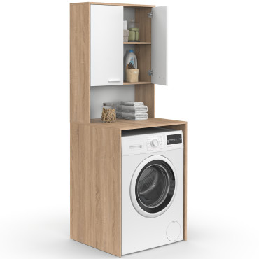 Meuble dessus machine à laver Will blanc et bois