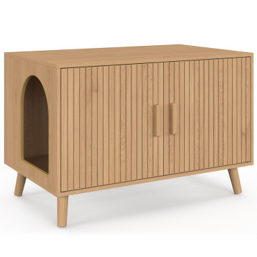 Maison de toilette lattes pour chat litière intégrée